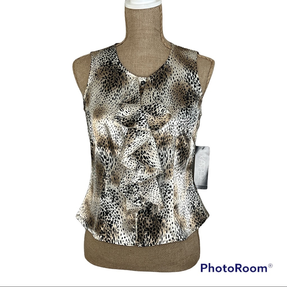 Kasper Petite Leopard Sleeveless Blouse